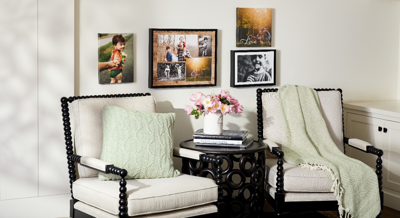 Gallery wall art of four featuring collage canvas prints